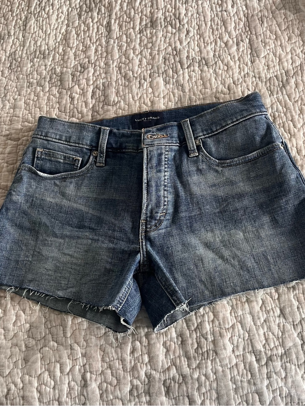 Lucky Brand Distressed Blue Denim Cutoff Shorts - womens 4.